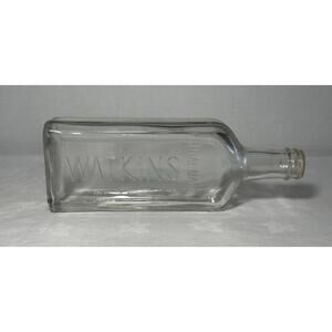Antique Clear Glass Bottle Embossed Watkins 8 3/8"